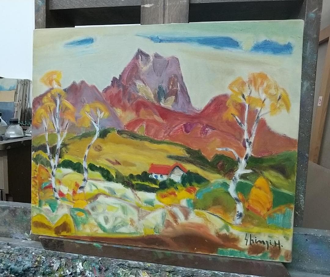 F8  「晩秋妙高高原」 絵画 油絵