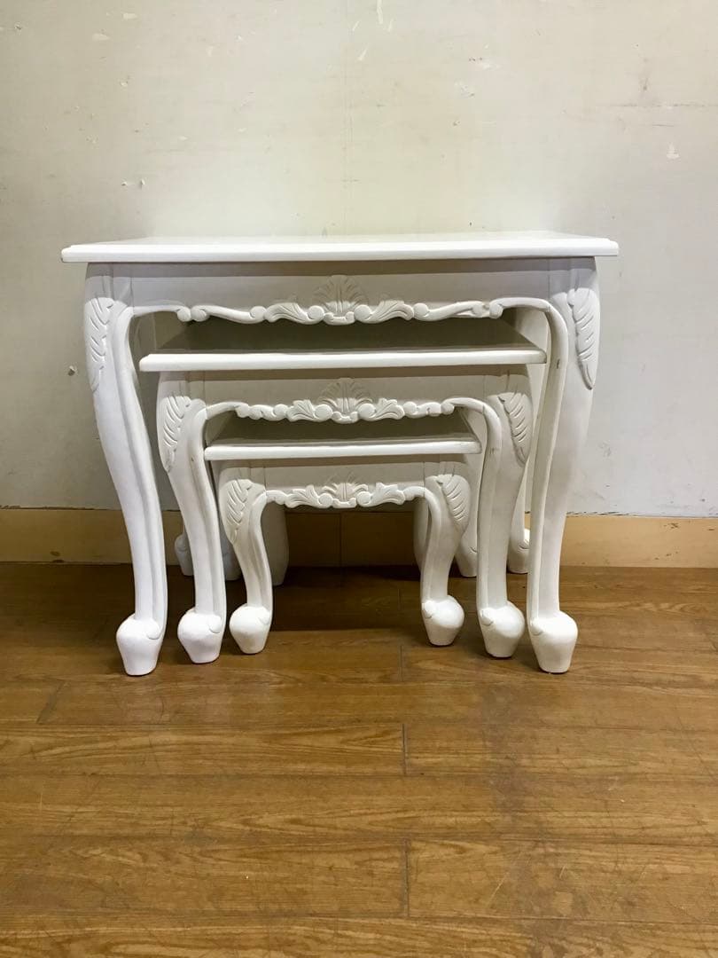 Nino☆管283☆ヨーロピアンクラシック☆姫系☆白家具☆ネストテーブル