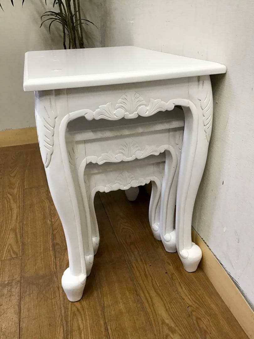 Nino☆管283☆ヨーロピアンクラシック☆姫系☆白家具☆ネストテーブル