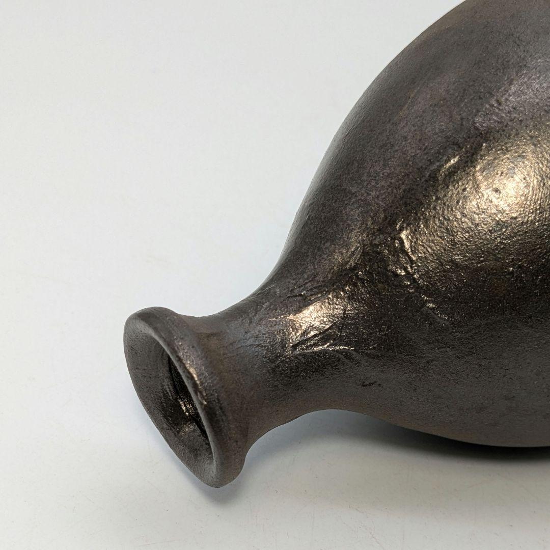 岡山県重要無形文化財 山本出 備前焼 銀彩徳利A 酒器 花器 一輪挿し花瓶 花入