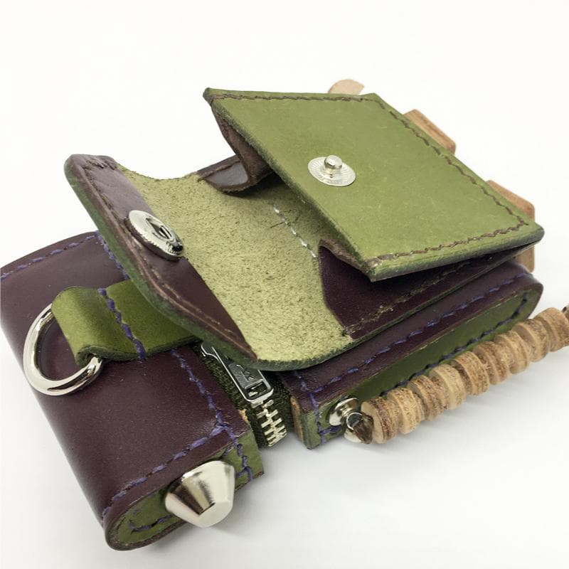 【本革】ケース 小物入れ あずき色 ロボット レザー ハンドメイド