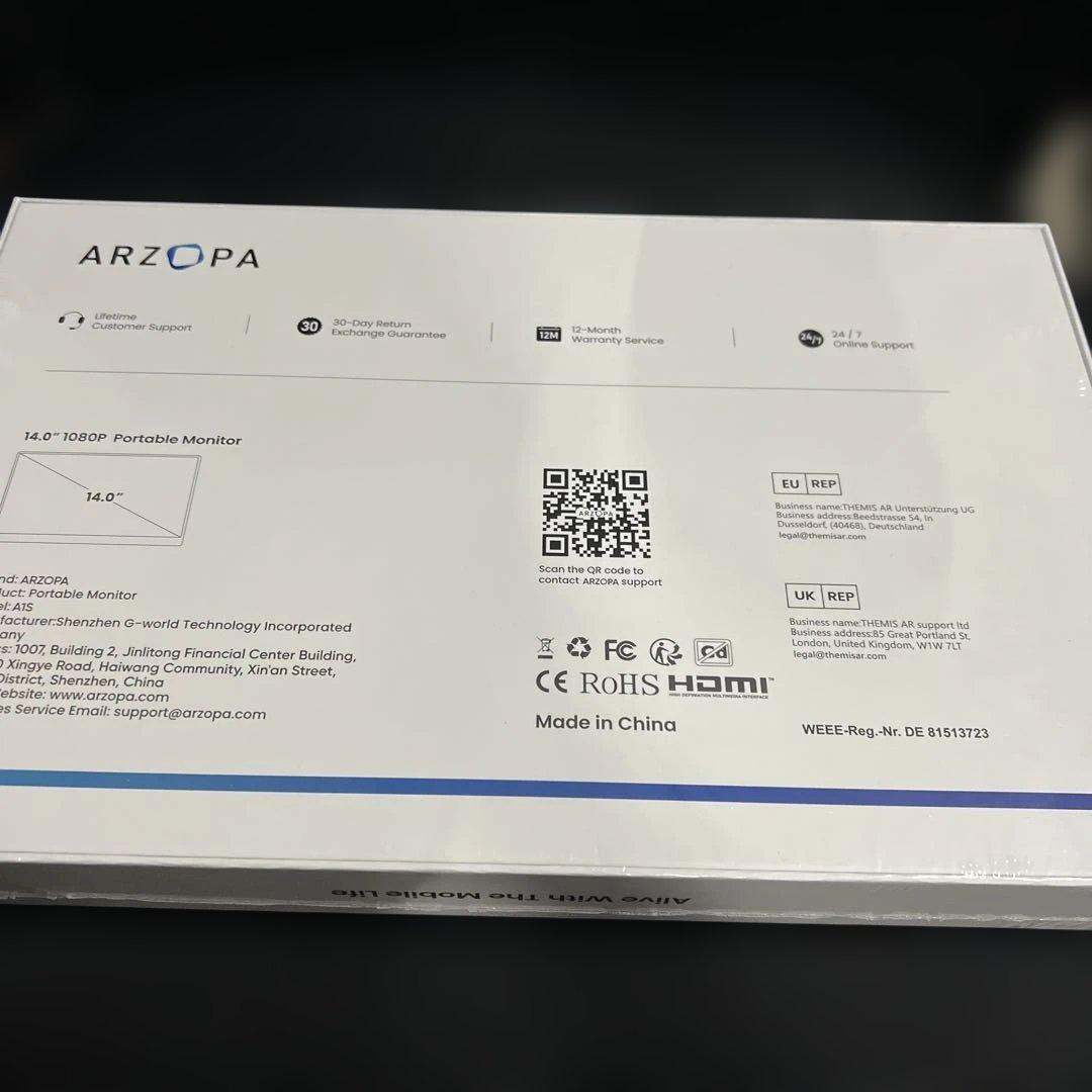 新品　ARZOPA ポータブル モニター 14インチ 非光沢IPS液晶パネル