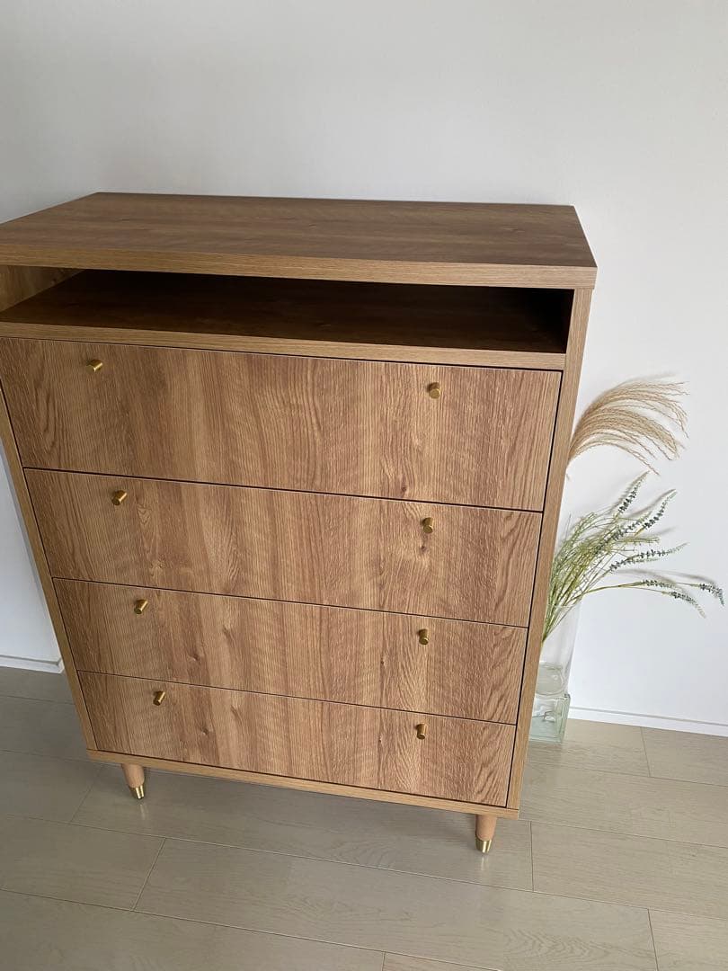 大川家具　ハイチェスト　タンスチェスト4段　国産日本製