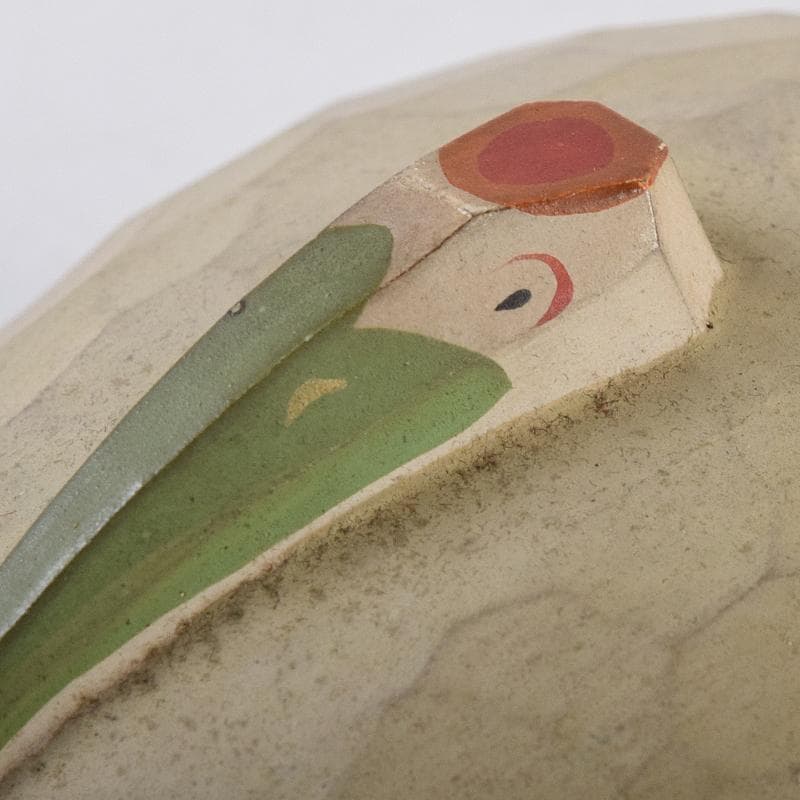 茶道具　西村雅之作　木彫　鶴香合　共箱　V　R8574