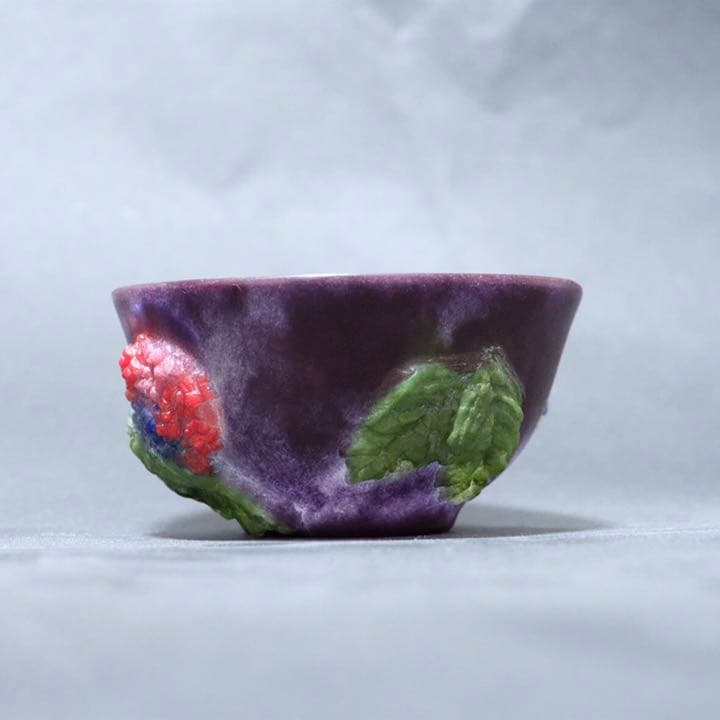 ガラス作家　佐伯泰典作　紫陽花　ぐい呑　パートドヴェール