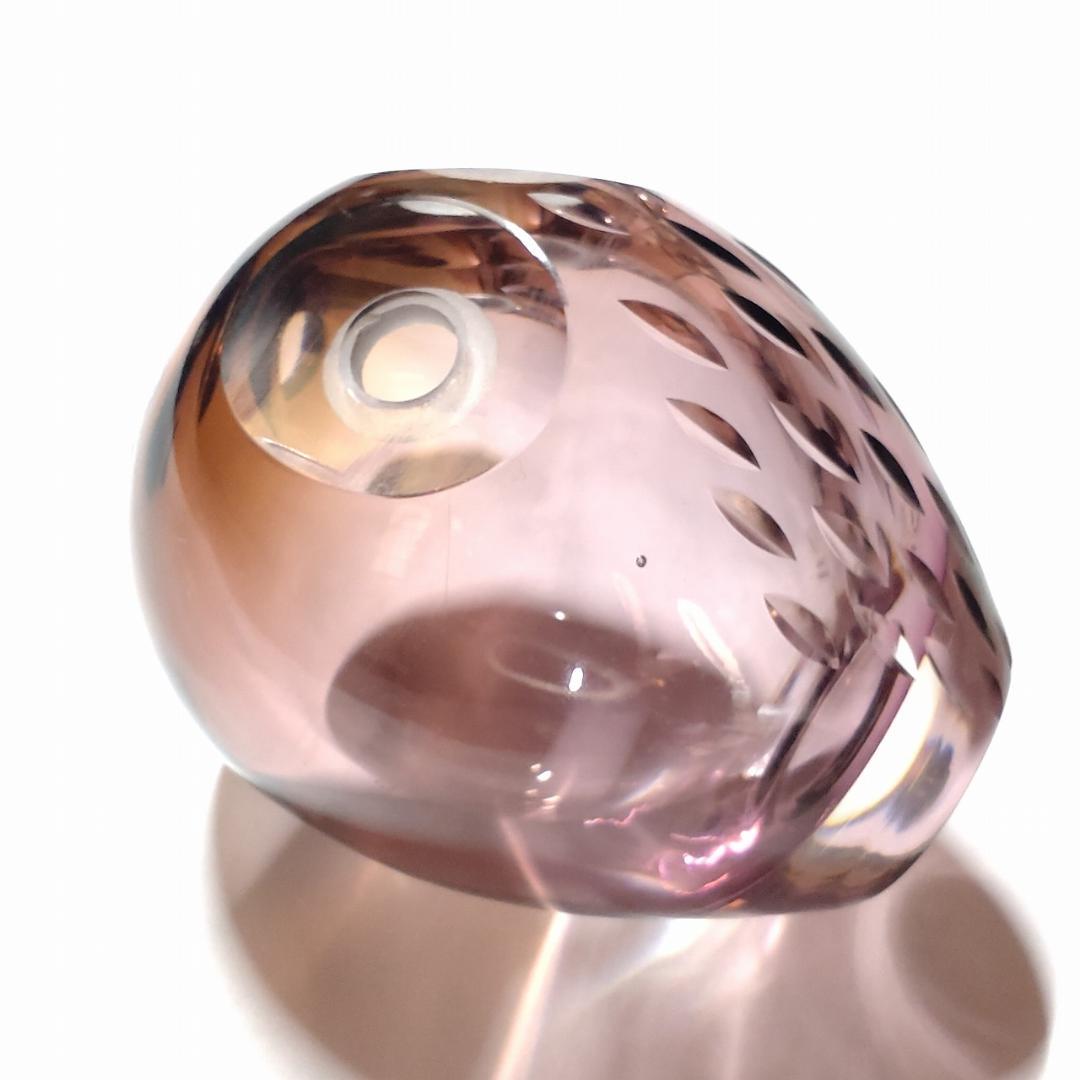 ピンク スカル形状 ガラスオブジェ フクロウ コスタ Kosta 【3003】