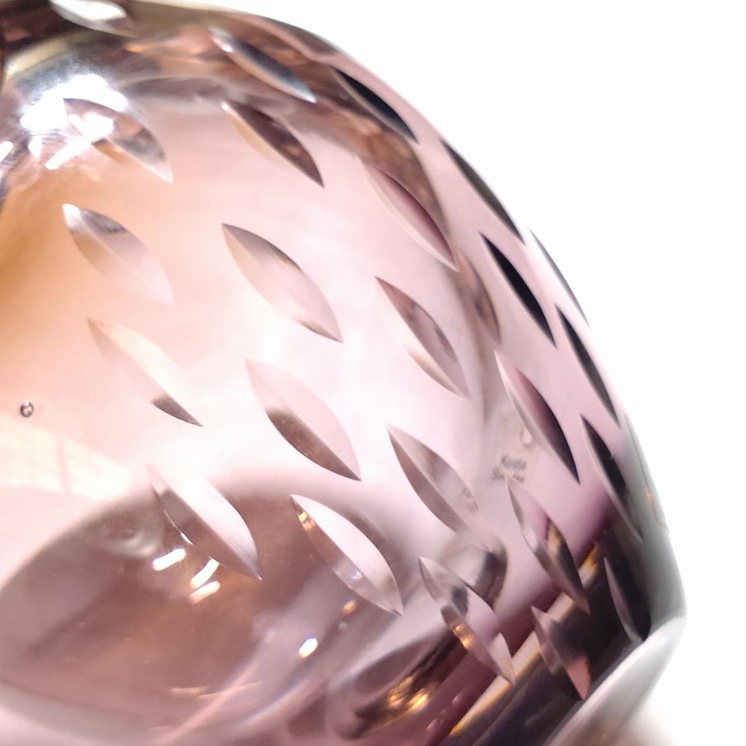 ピンク スカル形状 ガラスオブジェ フクロウ コスタ Kosta 【3003】