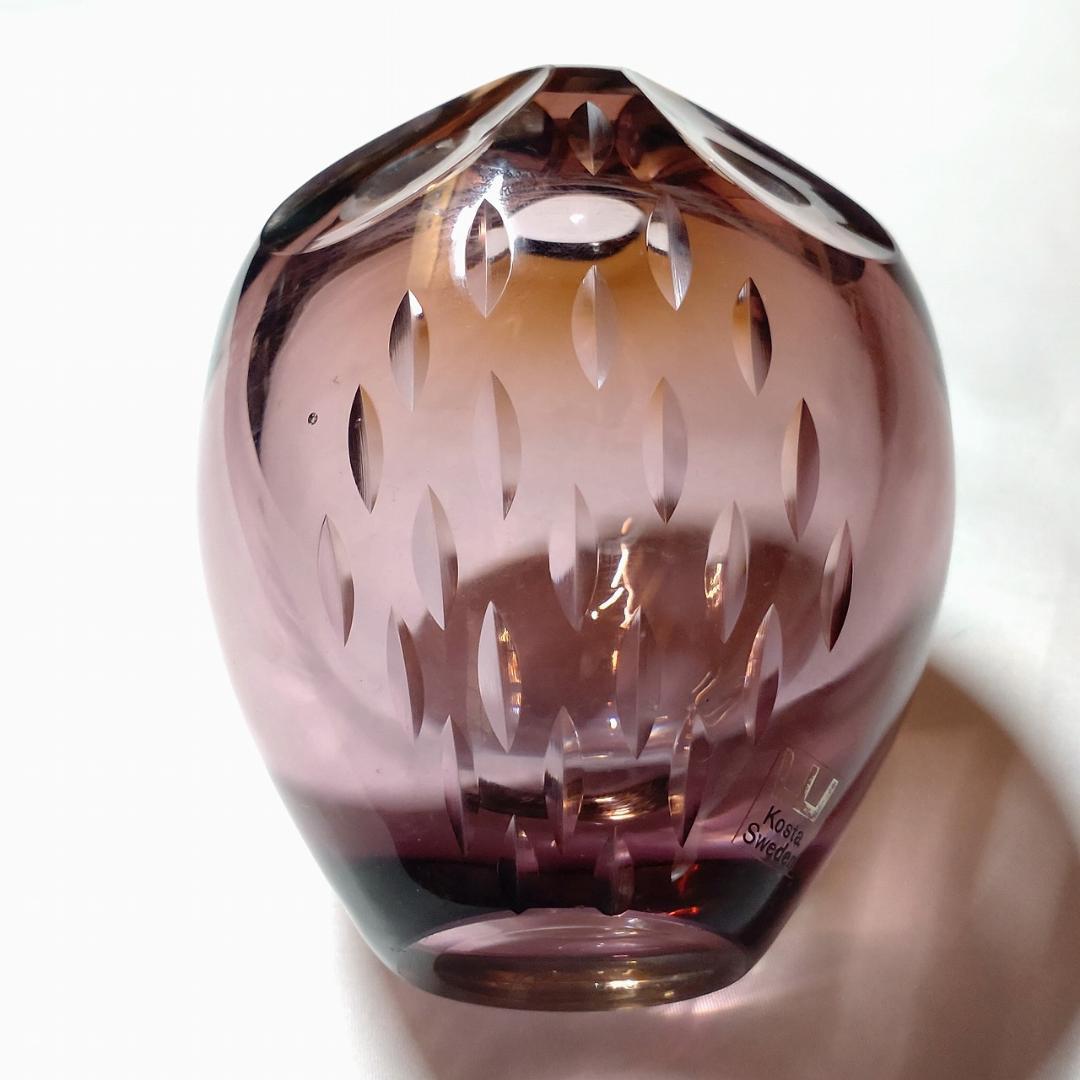 ピンク スカル形状 ガラスオブジェ フクロウ コスタ Kosta 【3003】