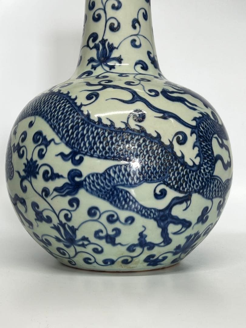 中国清時代　青花染付花瓶　重さ:4900g