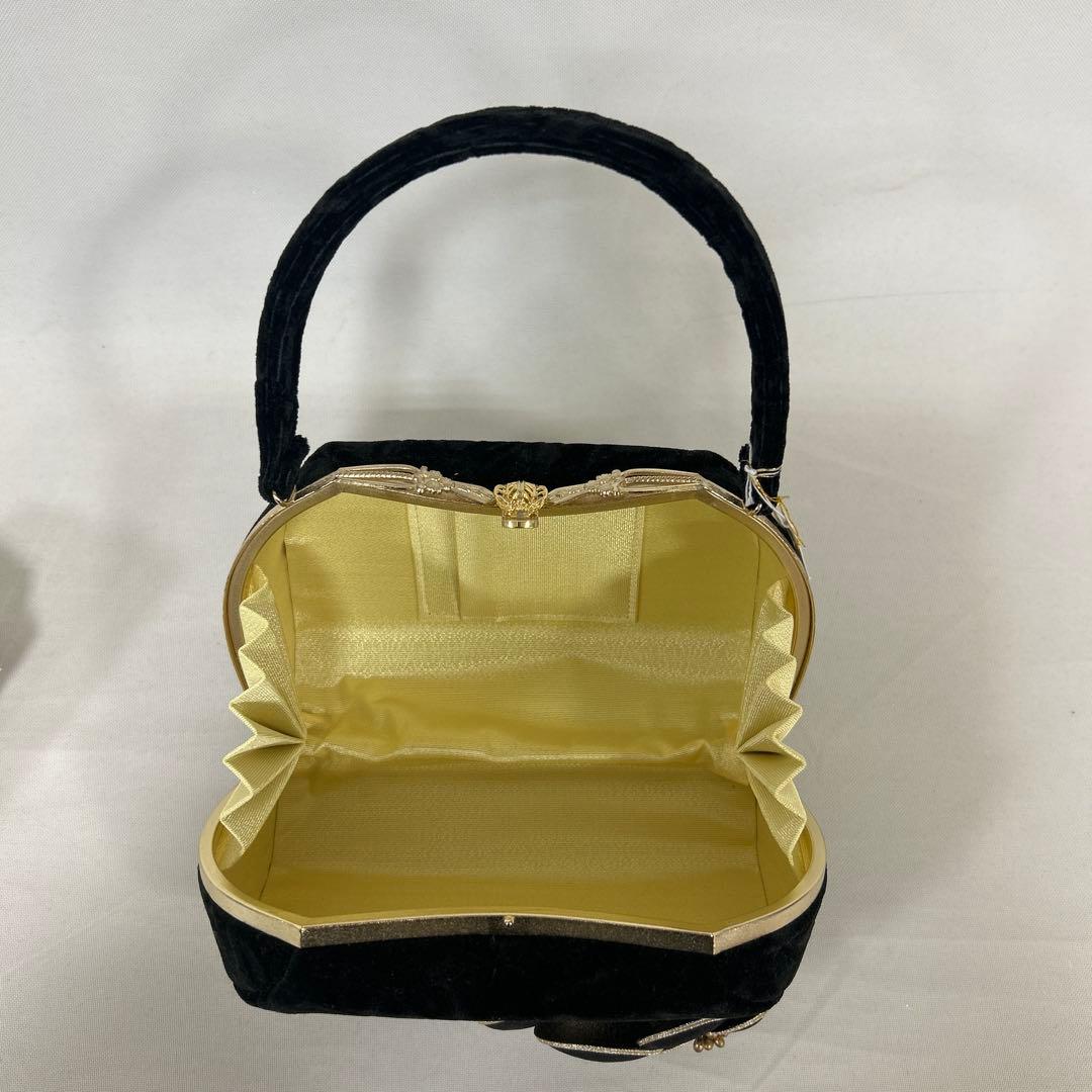 紗織　黒地ビロード　梅　草履バックセット