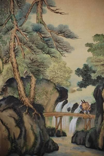 真作/秀聞/渓山/帰樵図/布袋屋掛軸HC-572