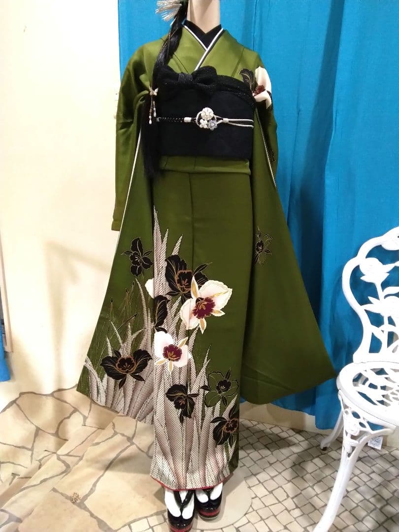 【専用】です❗、正絹振袖成人式、半襟重ね衿、帯揚げ帯締め、ジャガード織り帯、襦袢