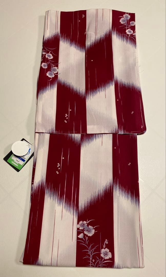 浴衣　きもの道楽　ゆかた　ポリエステル　東レ　セオアルファ　赤　白