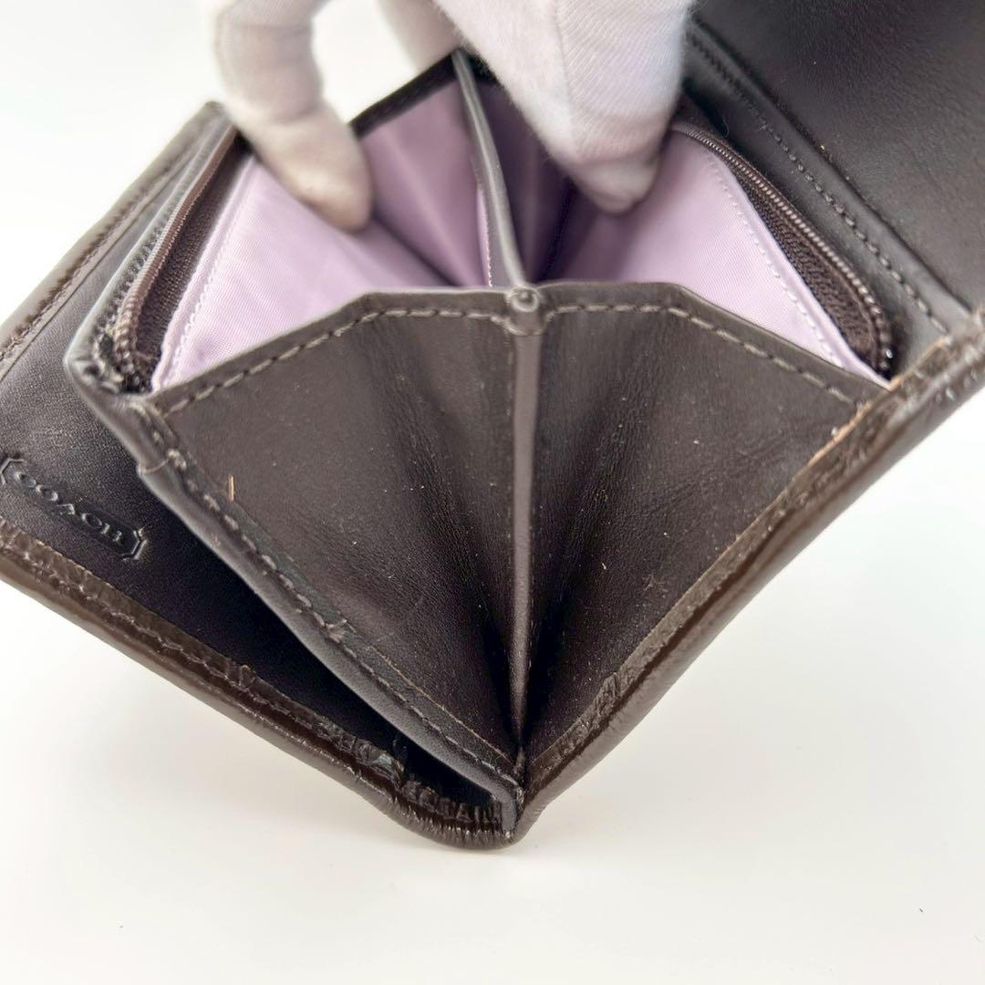 【超美品】COACH コーチ シグネチャー キャンバス 三つ折り財布 バックル