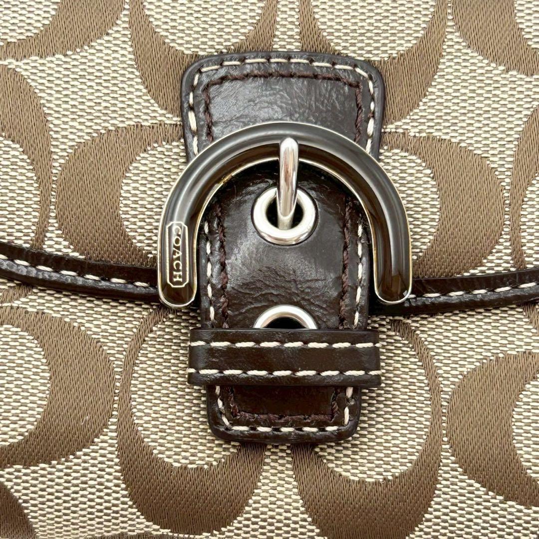 【超美品】COACH コーチ シグネチャー キャンバス 三つ折り財布 バックル