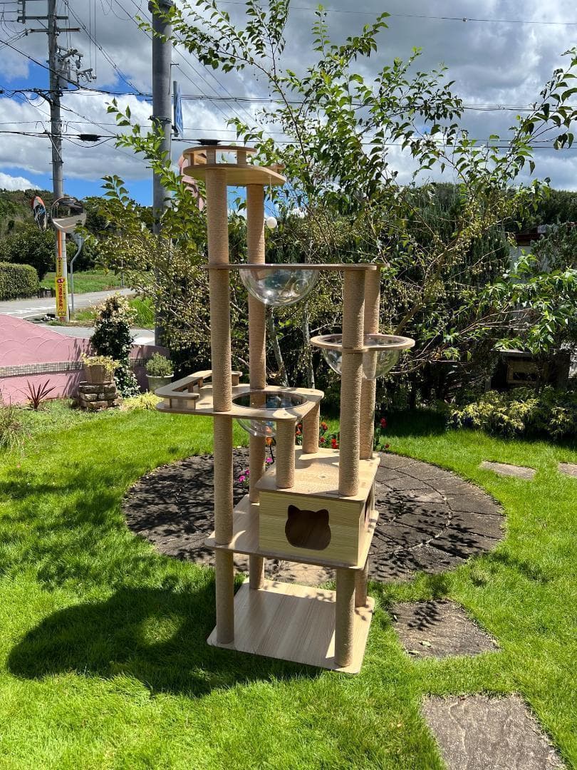 木製 キャットタワー 宇宙船カプセル 大型猫 据え置き型 多頭飼い おしゃれ