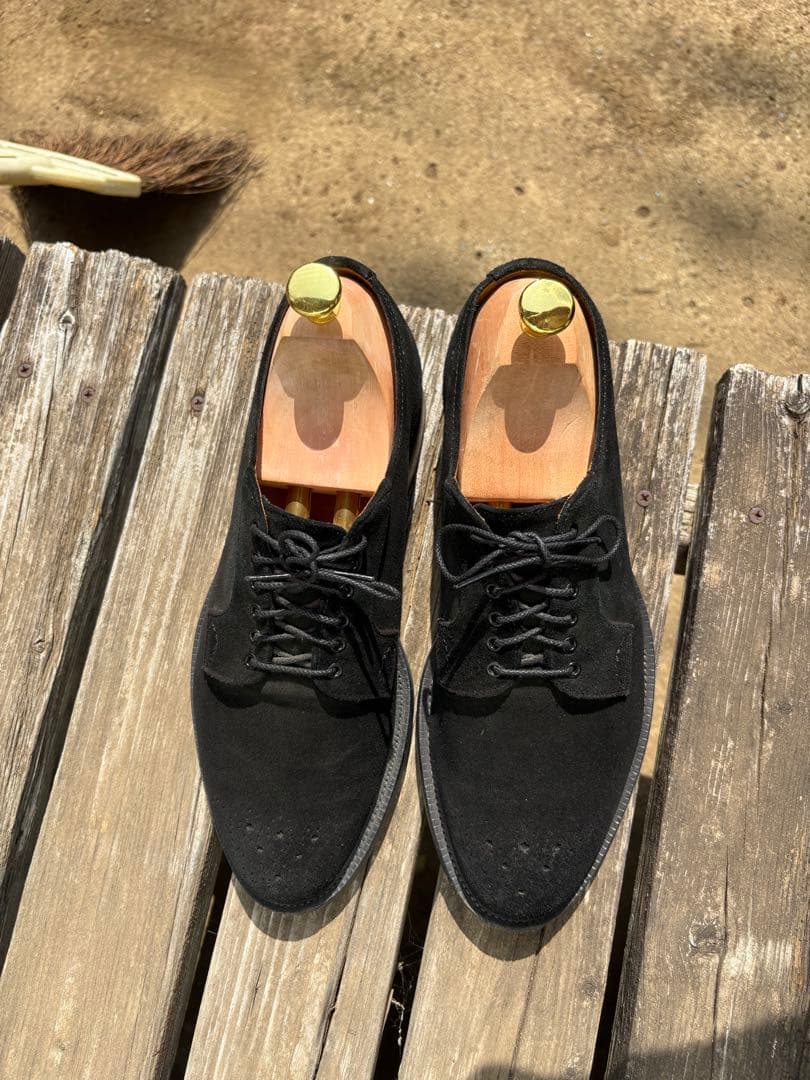 黒 スエード 外羽根短靴　25.5センチ　13万円セミオーダー品