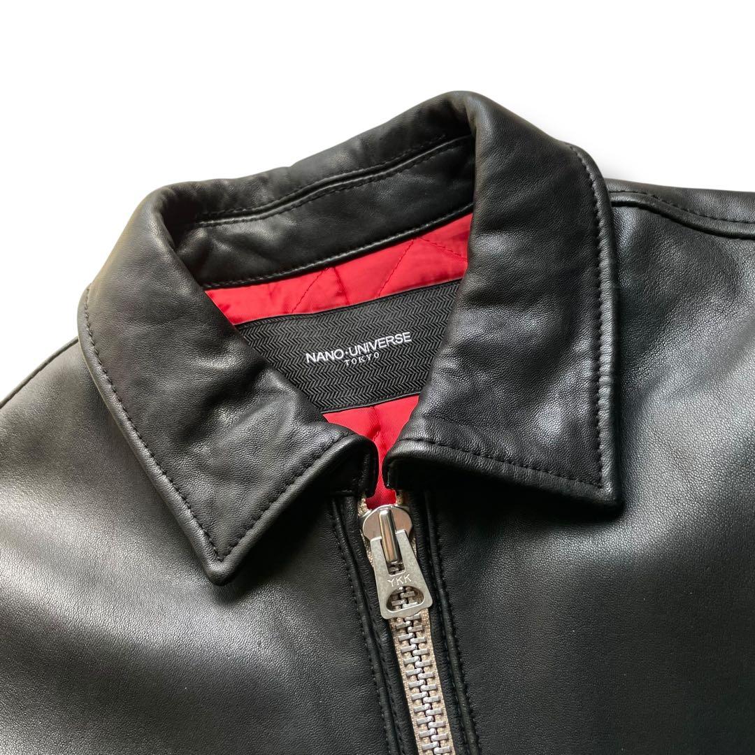 ナノユニバース ラムレザー ヴィンテージ シングル ライダース ジャケット S