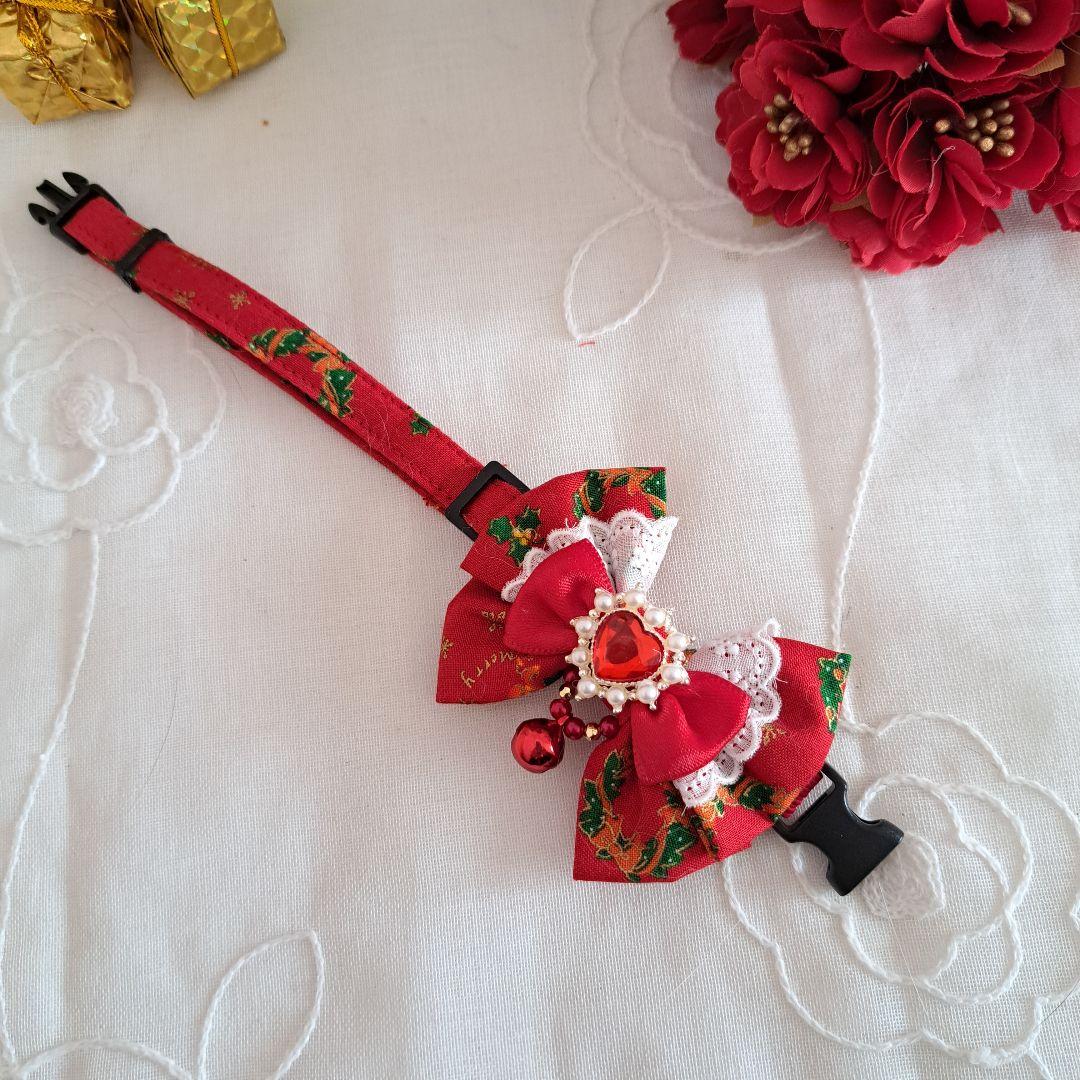 クリスマスシリーズ(赤クリスマスリース)わんちゃん猫ちゃん用首輪