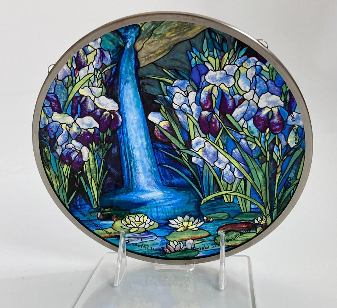 ★貴重★ ルイス・C・ティファニー 『滝』 円形 ステンドグラス 睡蓮