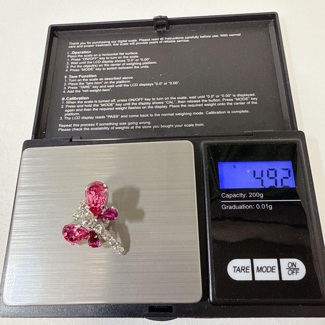 クリスチャンディオール シルバー＆ピンクカラー トンボ ピンブローチ