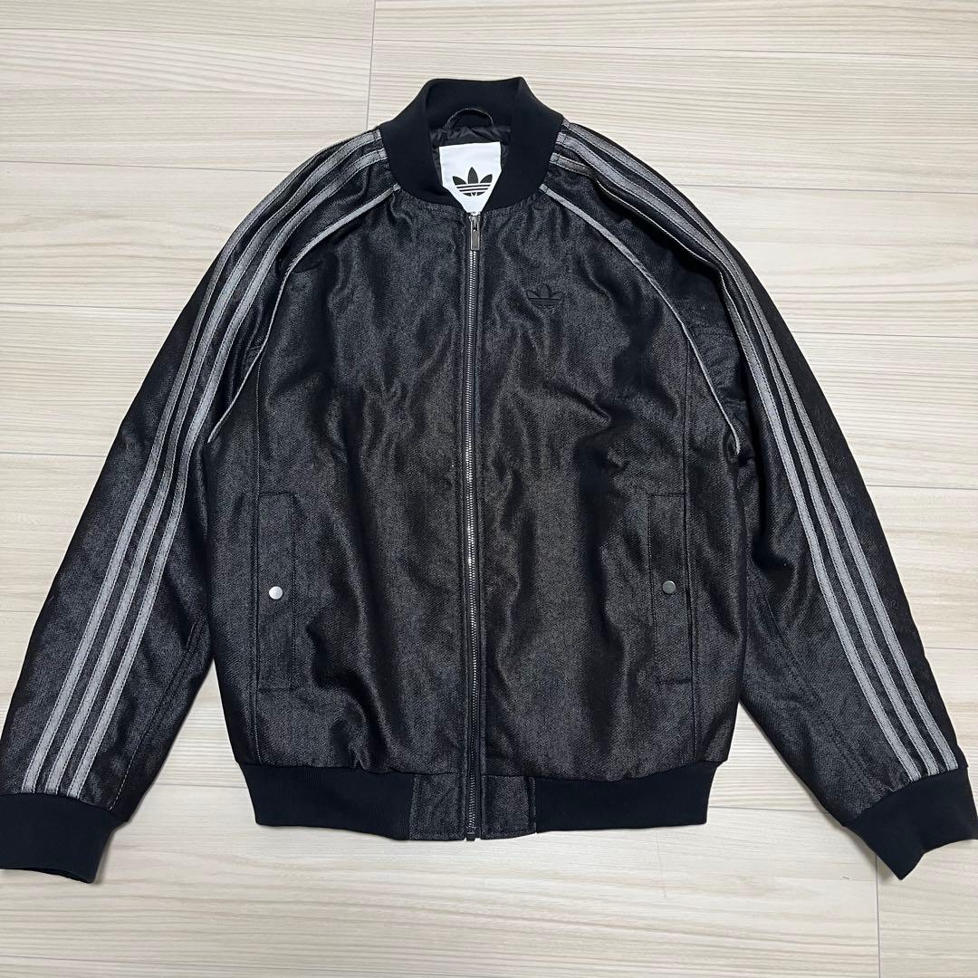 adidas デニムジャケット　M、L相当 ブラック　デニムジャケット　y2k