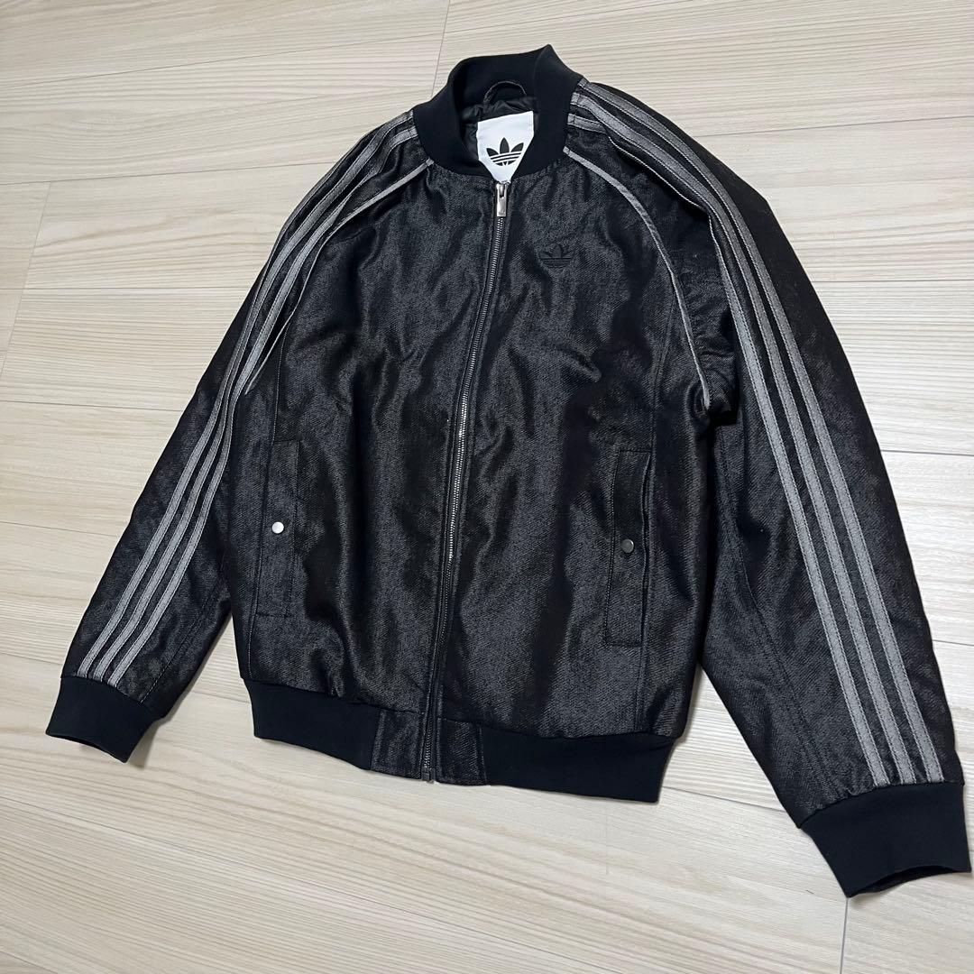 adidas デニムジャケット　M、L相当 ブラック　デニムジャケット　y2k