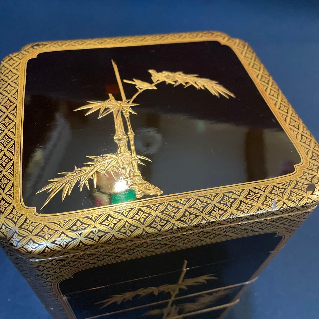 時代物　『野弁当箱』　木製漆器　※状態良好　木箱付　漆器