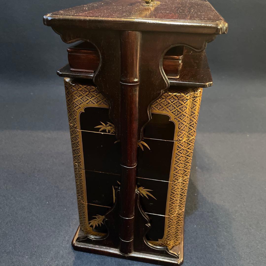 時代物　『野弁当箱』　木製漆器　※状態良好　木箱付　漆器