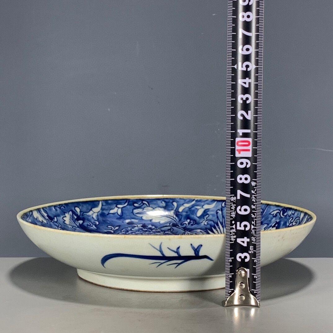 大清康熙年制青花氷梅鳳紋賞盤 景徳鎮 陶磁器 装飾品 現代工芸品 美術品 置物