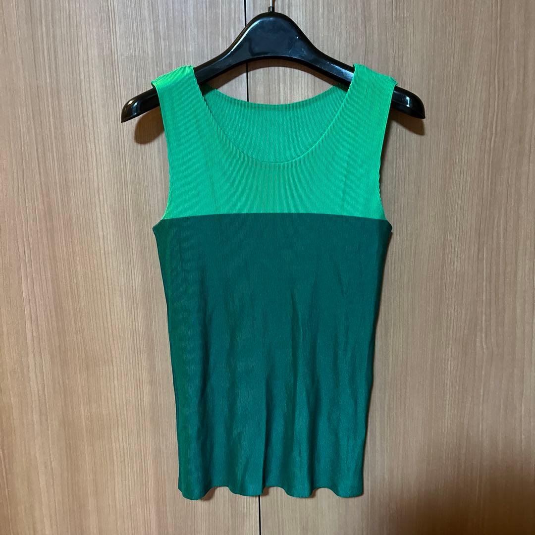 PLEATS PLEASE プリーツプリーズ 極美品　バイカラータンクトップ