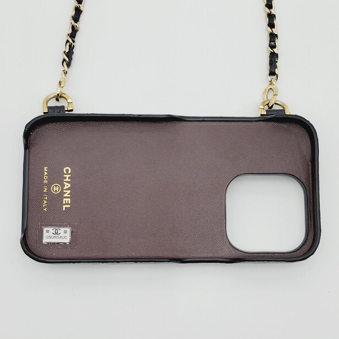 箱付き✨CHANEL iphone14proケース マトラッセ チェーン レザー