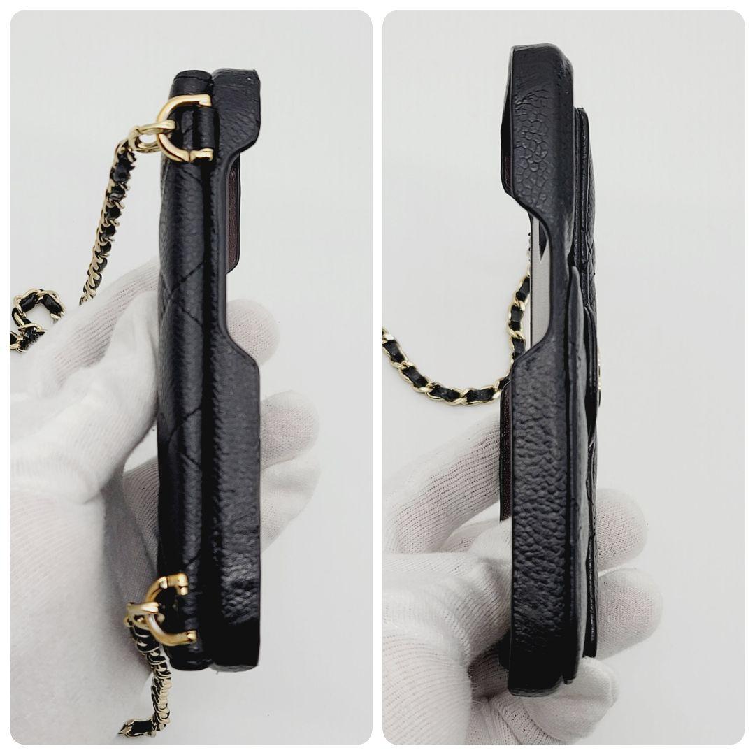 箱付き✨CHANEL iphone14proケース マトラッセ チェーン レザー