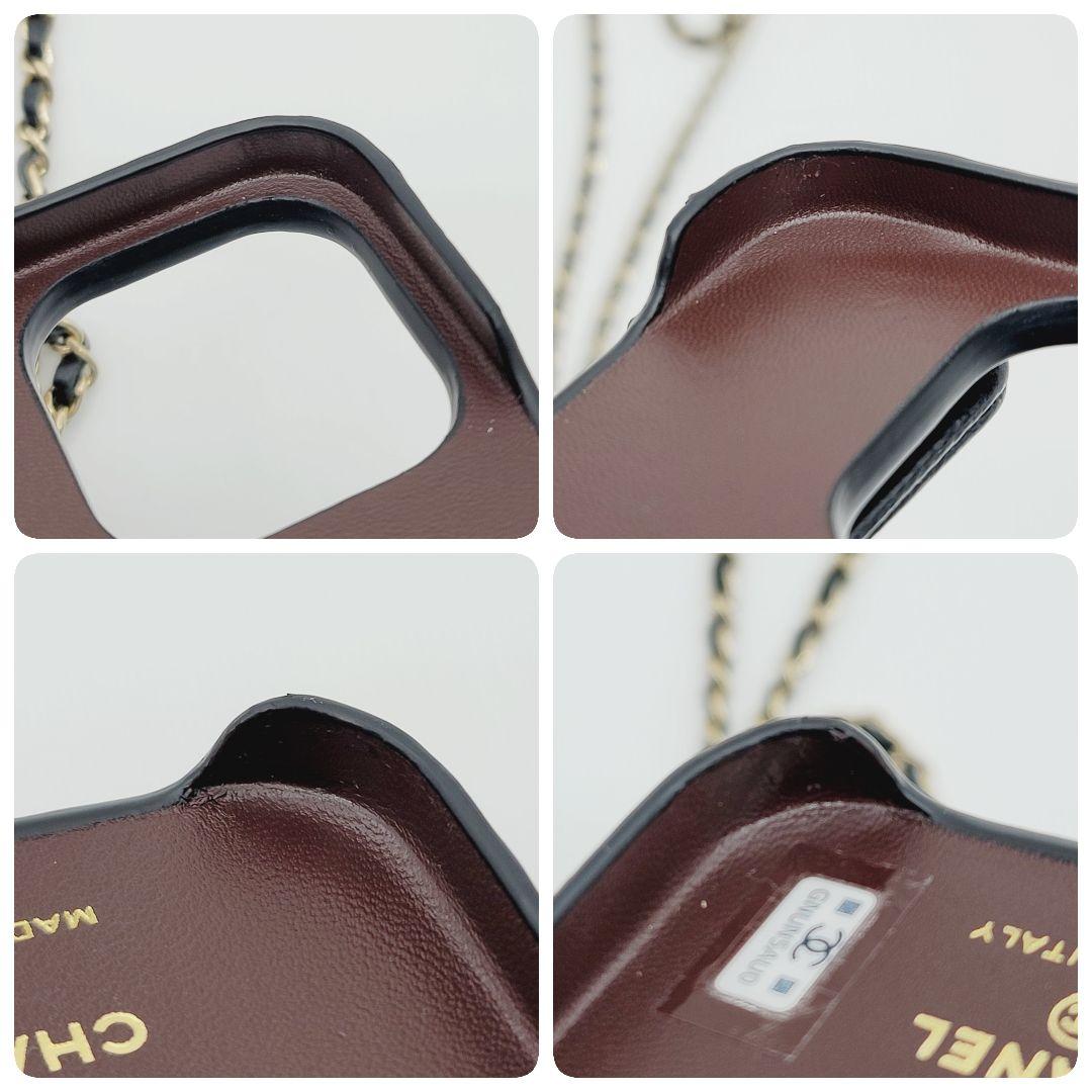 箱付き✨CHANEL iphone14proケース マトラッセ チェーン レザー