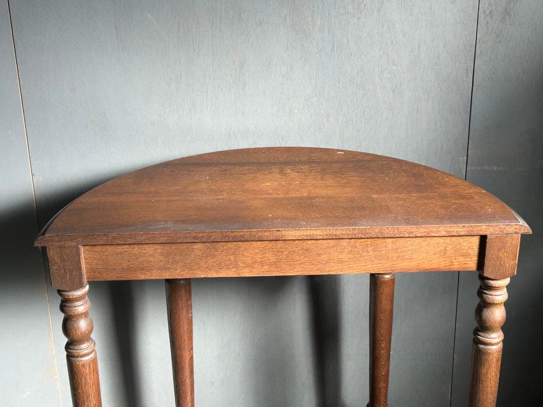 希少　イギリス　アンティーク　オーク材　シンプル　ハーフムーン　ろくろ　IG