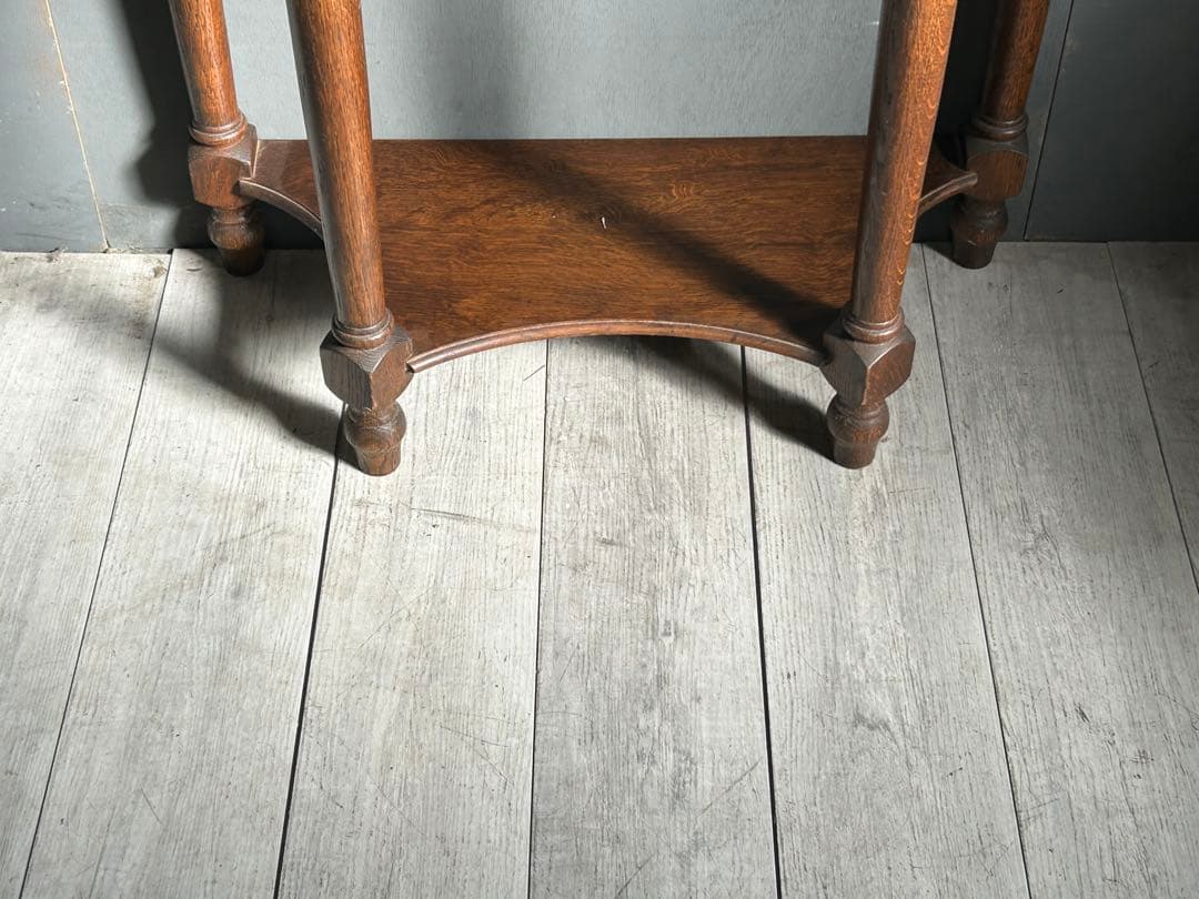 希少　イギリス　アンティーク　オーク材　シンプル　ハーフムーン　ろくろ　IG