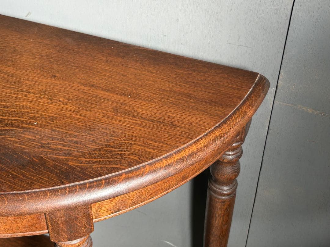 希少　イギリス　アンティーク　オーク材　シンプル　ハーフムーン　ろくろ　IG