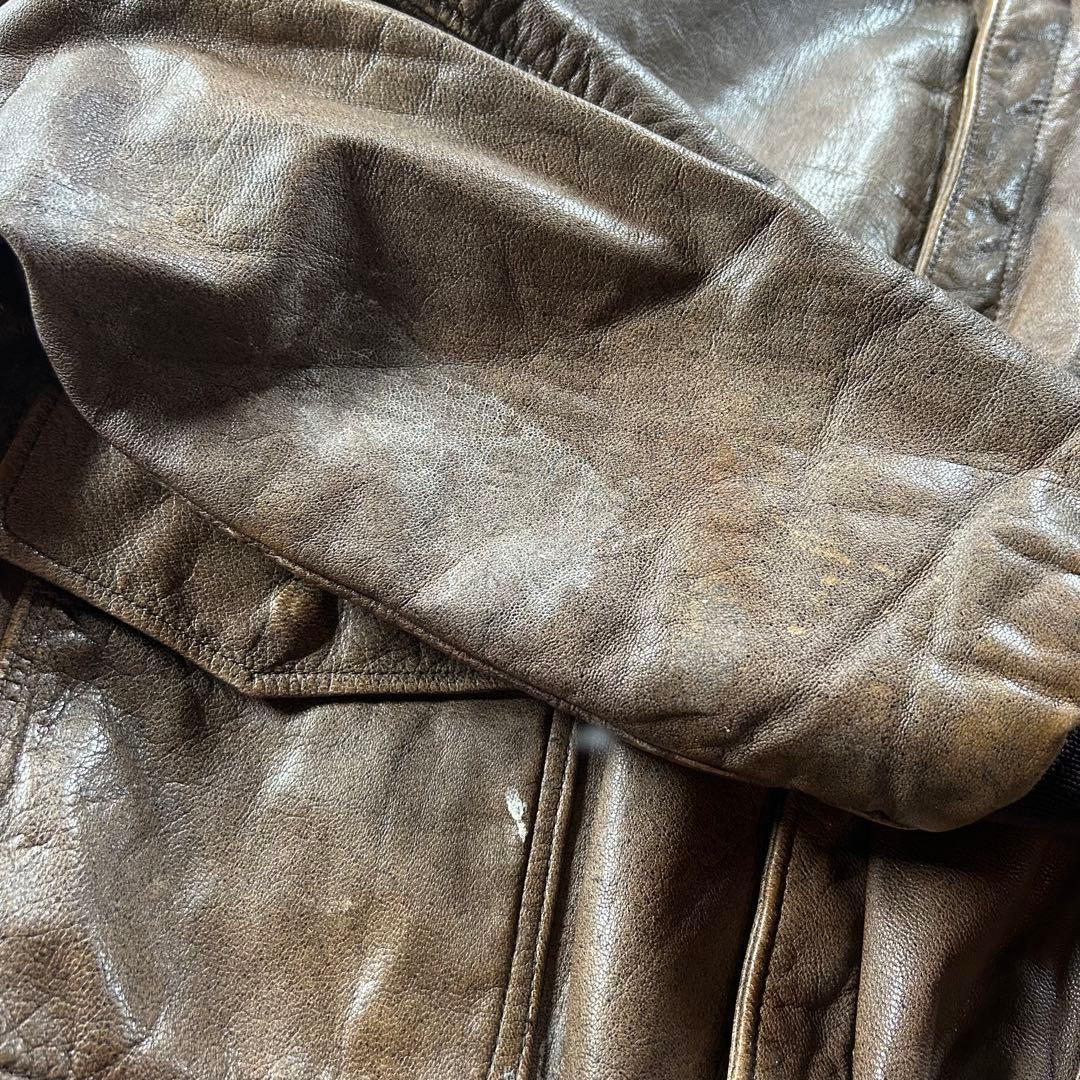 80s エルエルビーン A-2フライトジャケット USA製 ブラウン 46 本革