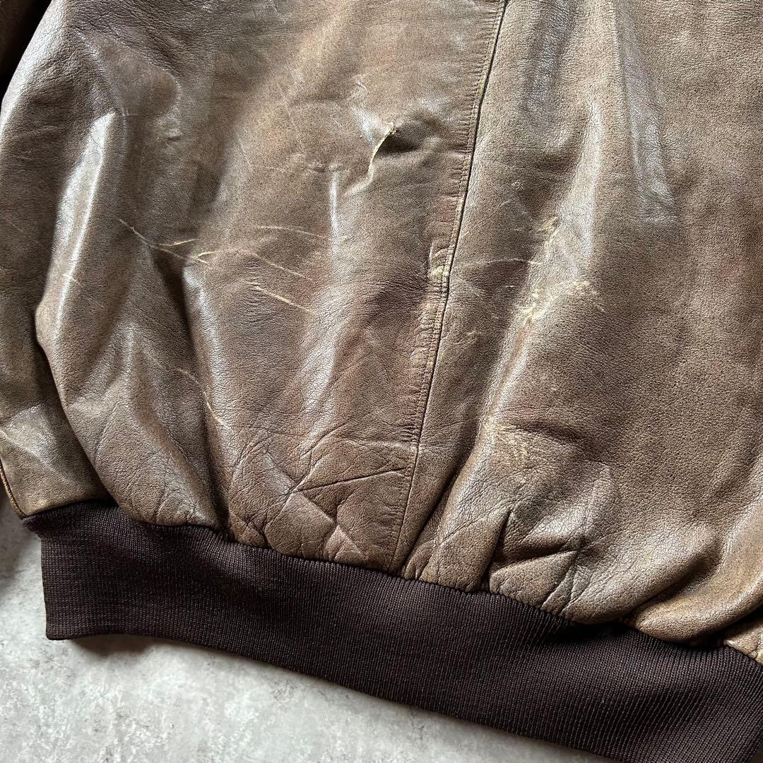 80s エルエルビーン A-2フライトジャケット USA製 ブラウン 46 本革