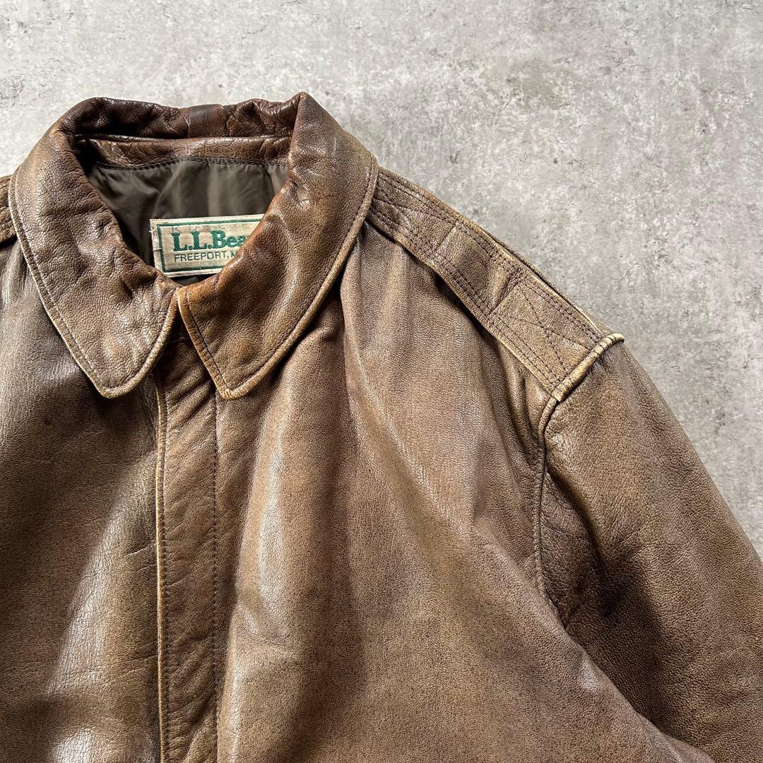 80s エルエルビーン A-2フライトジャケット USA製 ブラウン 46 本革