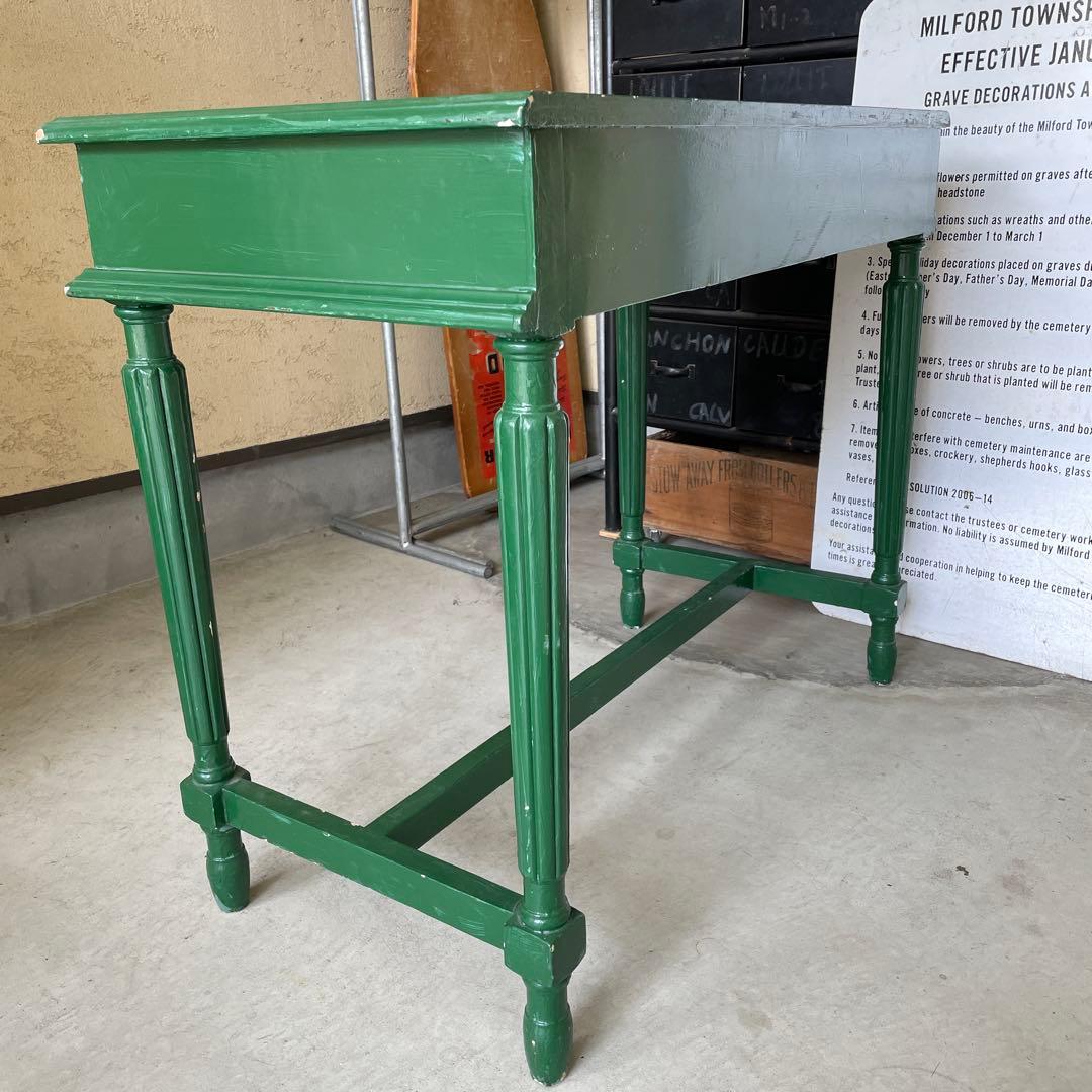 【訳あり】ヴィンテージ デスク 机 レトロ 蚤の市 アンティーク 店舗什器 緑