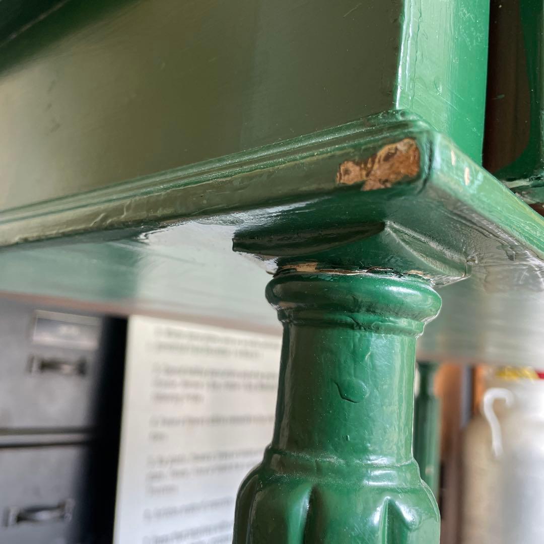 【訳あり】ヴィンテージ デスク 机 レトロ 蚤の市 アンティーク 店舗什器 緑