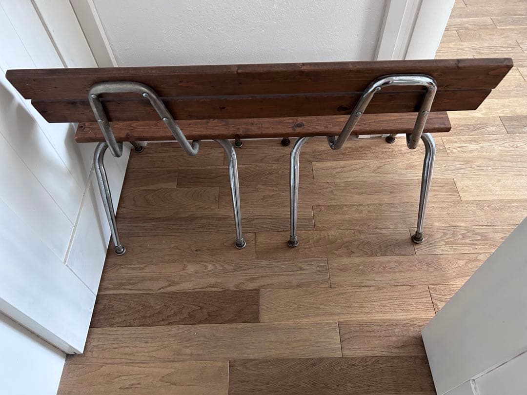 h＊＊h　ミニベンチ　木製　パイプ