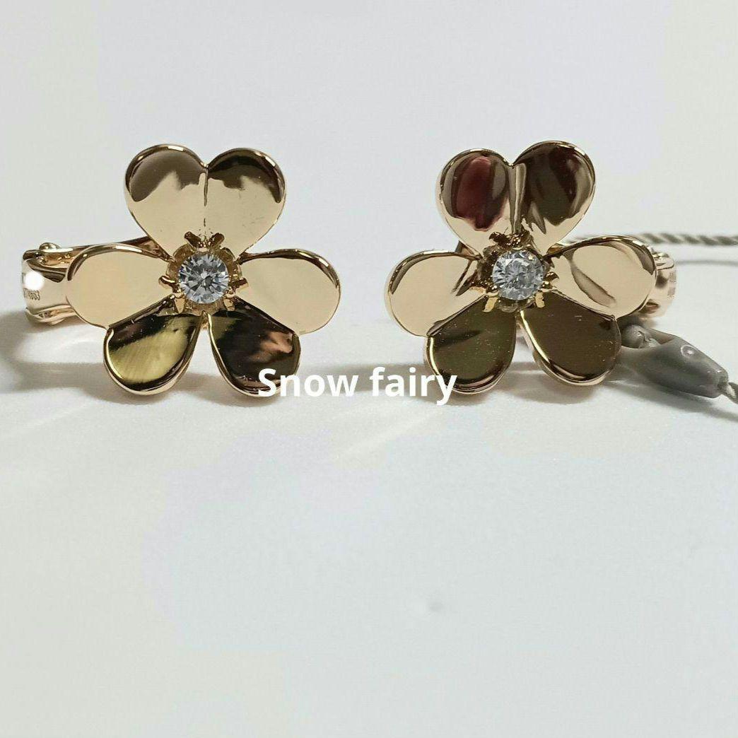 訳あり　三つ葉ピアス　フラワーピアス　イエローゴールドカラー　YG