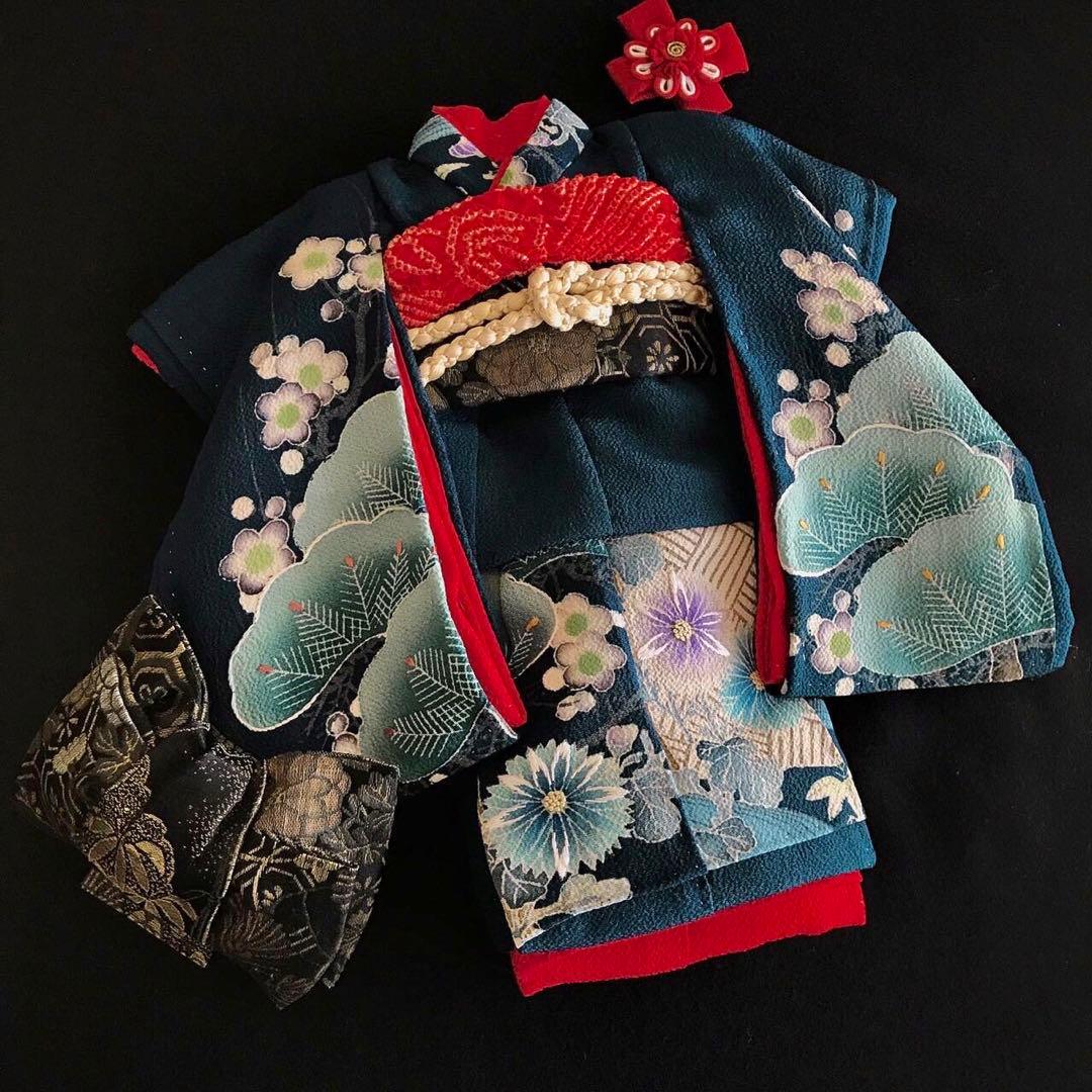 ＊ 市松人形 10号 アンティーク 着物 帯 ＊ 色留袖 大正