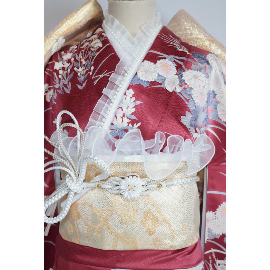 【絶妙色彩】ヴィンテージ◆ 振袖7点セット ◆フルセット帯小物付正絹Em35