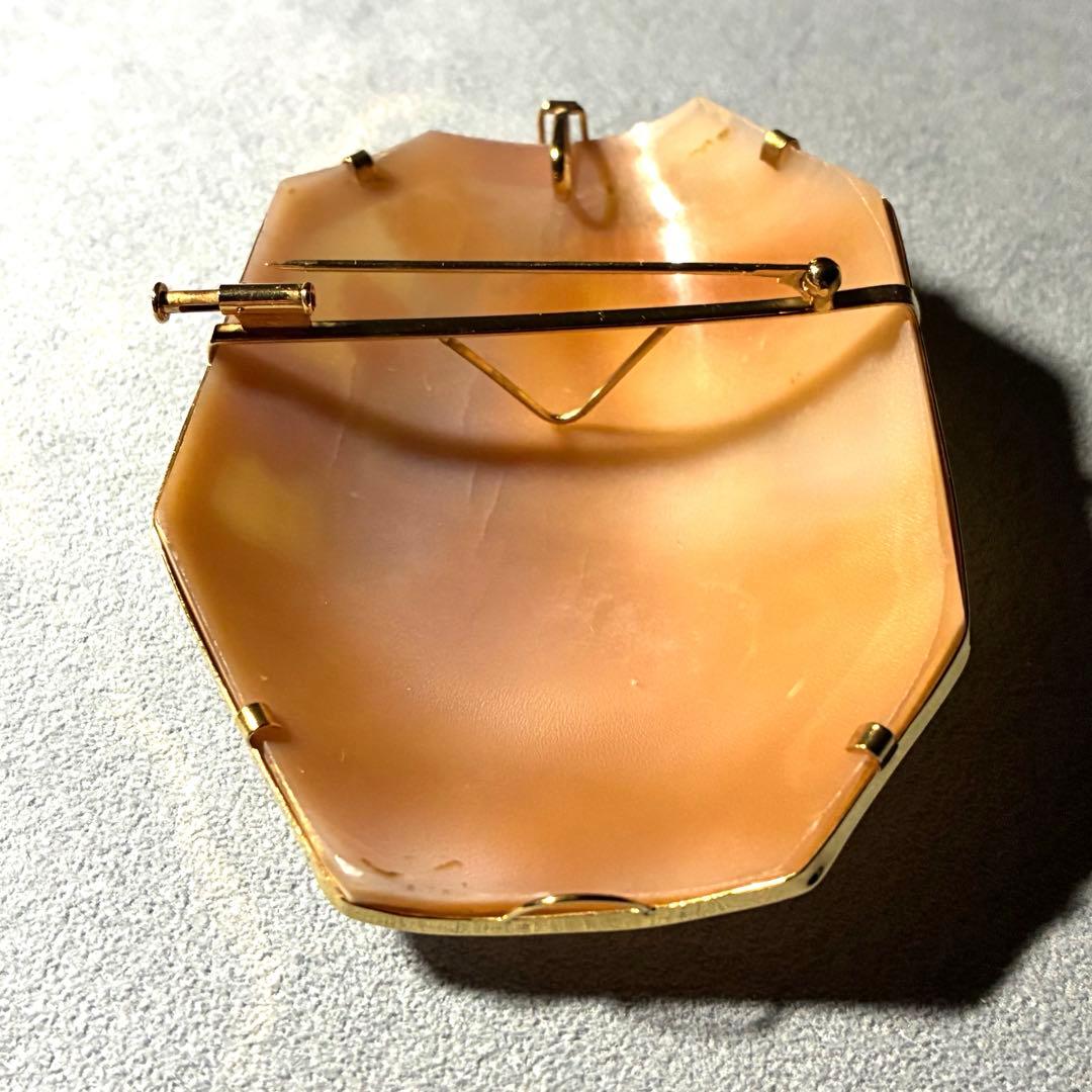 K18 シェルカメオ ペンダントブローチ