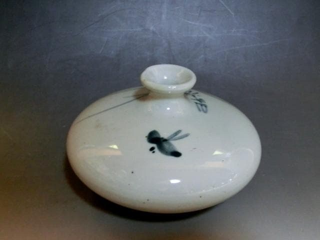 油壷■染付唐草鳥紋油壺 花器 砂高台 古玩 唐物 古美術 時代物 骨董品■