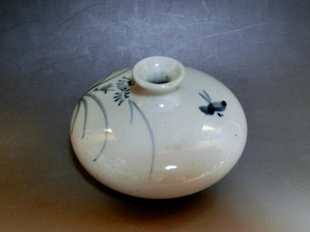 油壷■染付唐草鳥紋油壺 花器 砂高台 古玩 唐物 古美術 時代物 骨董品■