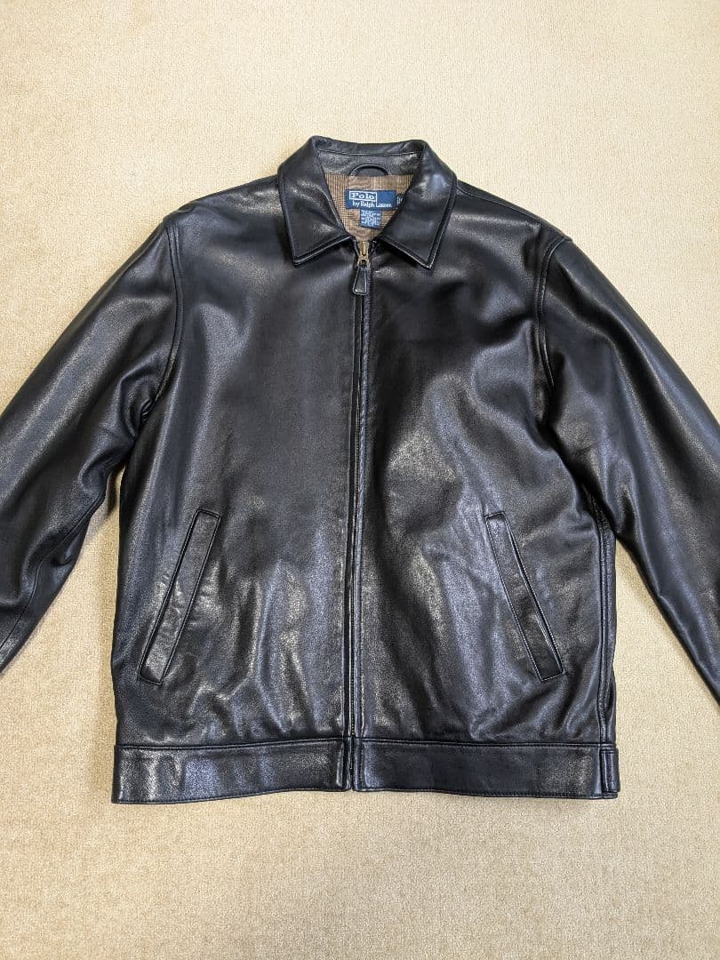 【正月セール】90s ラルフローレン ポニー無し レザージャケット S ブラック